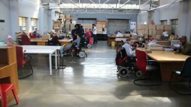 The residents of Forest Farm spend their recreational time in the workshop on the premises fulfilling contract-based tasks for companies requiring packaging services. Photo: Lebogang Tlou