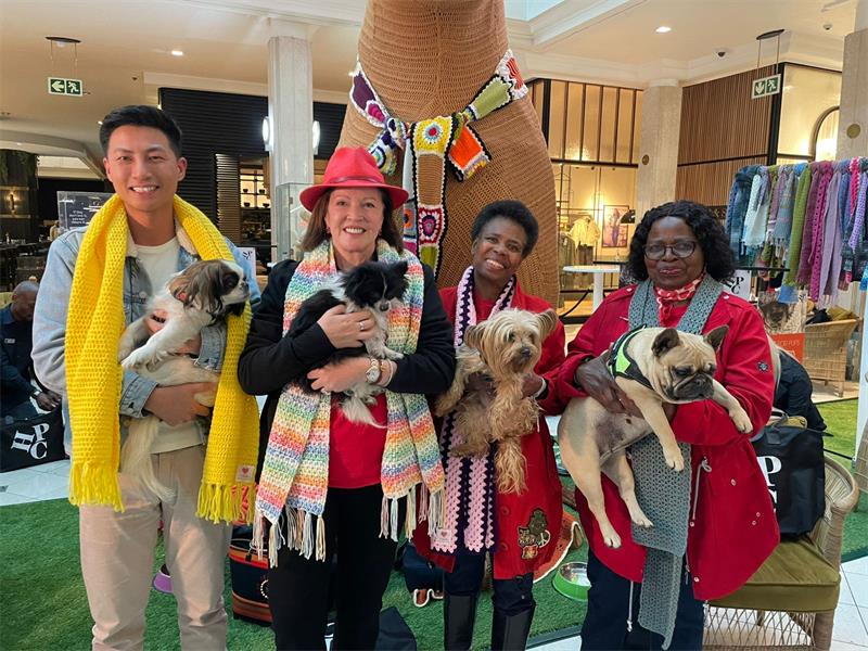 Hyde Park Corner was alive with colour and love as 67 Blankets and Woodrock Animal Rescue teamed up to spread warmth and hope through scarves and furry friends.