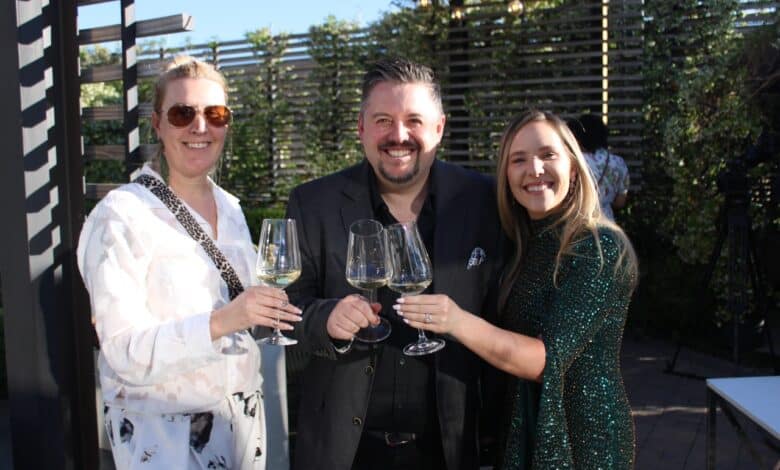 Bianca Emmerick, Alex Liebner, and Odette Liebner enjoy themselves at the Champagne Day event in Sandton on October 16, 2025. Photo: Duduizle Khumalo