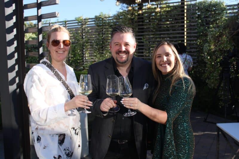 Bianca Emmerick, Alex Liebner, and Odette Liebner enjoy themselves at the Champagne Day event in Sandton on October 16, 2025. Photo: Duduizle Khumalo