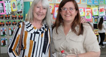 Patti Blackhurst and Nancy Turner at the art expo evening on October 22, 2025, at Parkmore. Photo: Duduzile Khumalo