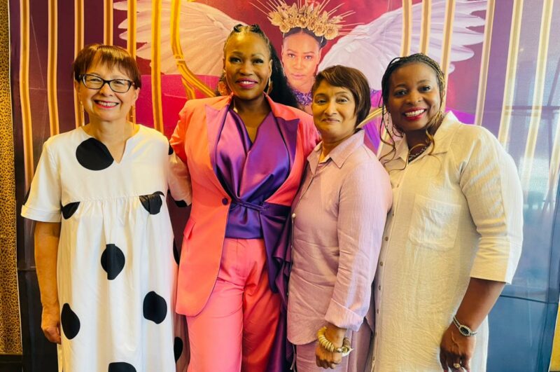 Johannesburg Chamber of Commerce CEO Bernadette Zeiler, the Lightshedding Africa Foundation CEO Khanyisile Madlala, pastor Maureen Thavatiah, and Diana Mpandawana at the Wena Wesifazane Ukhululiwe Movement event on October 25, 2025. Photo: Xoliswa Zakwe