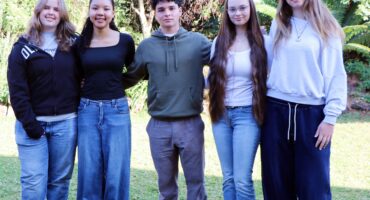 Riley Pearman, Amaya Fang Da Fonseca, Luca Amerseder, Ciara Grubb, and Mia Topp pose for a photo on November 4, 2025, at Bryanston. Photo: Duduzile Khumalo