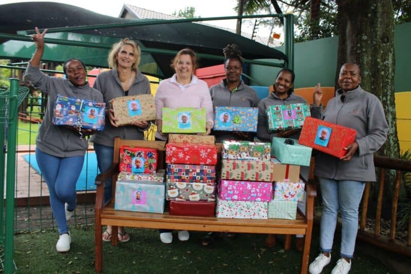 Parkmore Nursery School turned the traditional Santa Shoebox concept into a personal, heartfelt experience, letting children choose a child from Kgatonhle Day Care to create a gift box for.