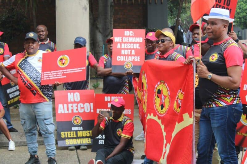 The National Union of Metalworkers of South Africa, from the Sedibeng Region, marched to the Industrial Development Corporation (IDC) headquarters, demanding an immediate written response to its memorandum on the crisis at SA Steel Mills.