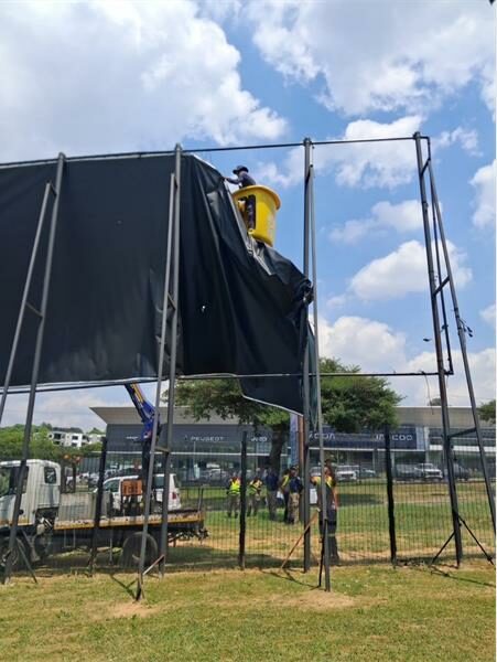 The City of Johannesburg led a joint enforcement operation to crack down on illegal advertising at the corner of Ballyclare Drive and Winnie Mandela Drive.