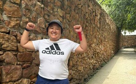 Vicky Tu prepares to reach the summit of Mount Toubkal to support the Sandton SPCA’s inspectorate division.