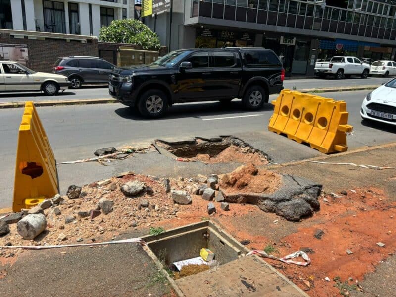 An open excavation site, left unattended for months, has sparked frustration among Illovo residents, who say the damaged road is unsafe and harming the image of their neighbourhood.