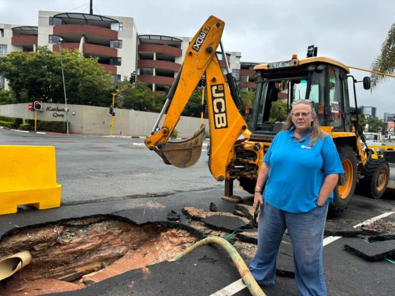 What was meant to be a celebratory reopening of Pretoria Avenue after nearly two years of disruption was abruptly postponed after another pipe burst created a sinkhole just hours before the ribbon-cutting ceremony.