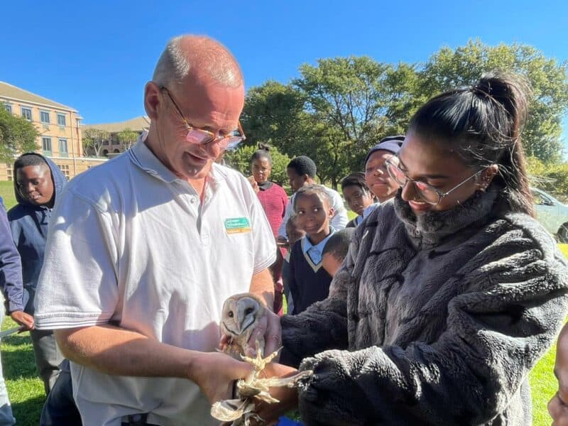 Children from Soweto schools participating in the Owl Conservation Club experienced conservation in action when OwlProject.org hosted a live barn owl ringing and release programme at Woodlands Office Park.