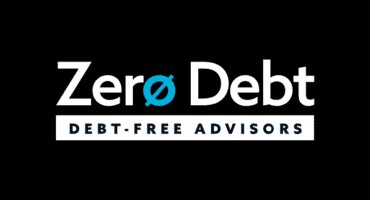 Zero Debt logo on a black background.