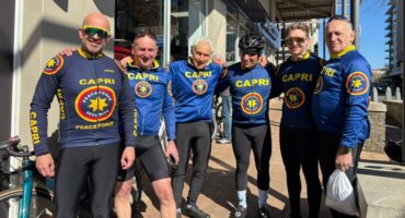 Carlos Mexeira, Selwyn Sanders, Stan Engelberg, Glen Silver, Shei Silver, and Barry Levin after their Sunday morning ride on July 5, 2026. Photo: Duduzile Khumalo