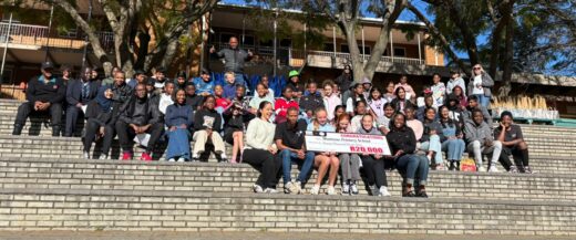 Learners excited for the donation that the school received on July 17, 2026. Photo: Duduzile Khumalo