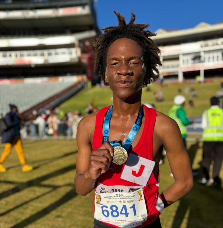 Linda Dube after completing his 10km race. Photo: Duduzile Khumalo