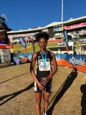 Omuhle Kubeka the first lady to finish 10km run. Photo: Duduzile Khumalo