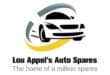 Logo for Lou Appel's Auto Spares featuring a stylized black-and-white car enclosed by grey curved swooshes with a yellow accent beneath.