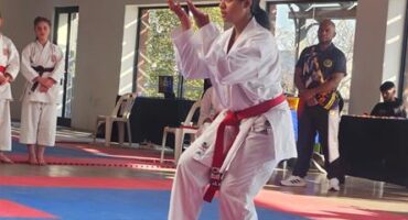 Jiya Soudamma sets her best foot forward as she is about to attack. Photo: Supplied