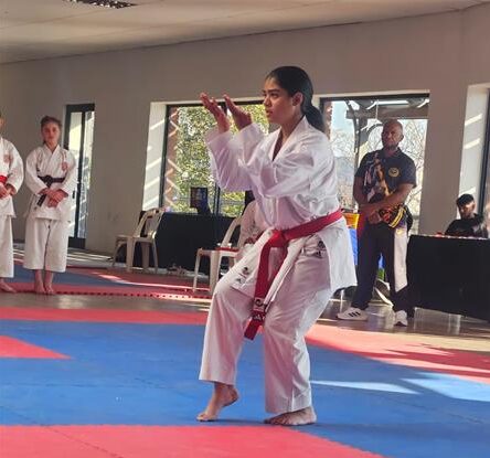 Jiya Soudamma sets her best foot forward as she is about to attack. Photo: Supplied