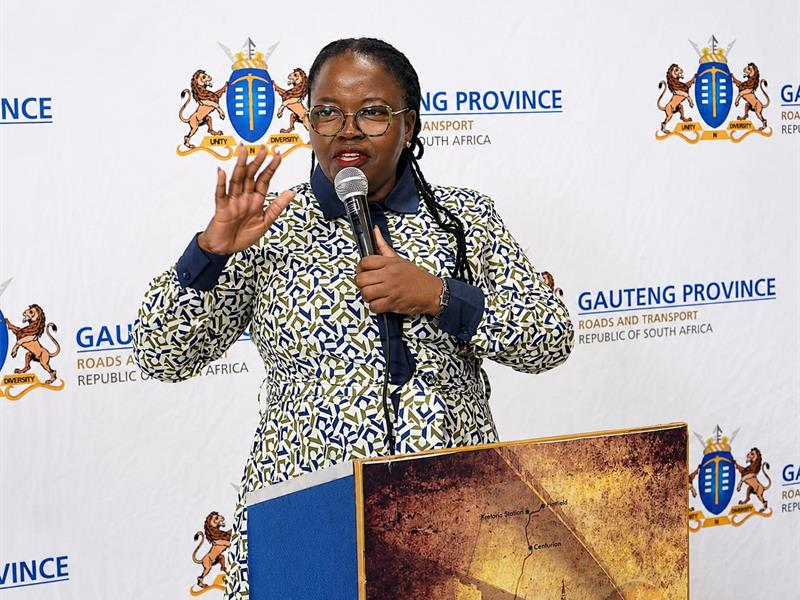 Gauteng MEC for Roads and Transport Kedibone Diale-Tlabela addresses at the official opening ceremony of the Sandton smart driving license testing centre on July 29, 2026.