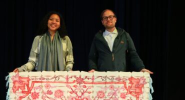 Amaya Fang Da Fonseca and Dudley Hibbert show the period poverty project on August 5, 2026. Photo: Duduzile Khumalo