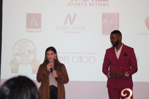 Elle Velalis and Khotso Rammopo announce the Socks for Smiles campaign on August 8, 2026. Photo: Duduzile Khumalo