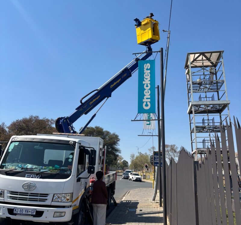 City Power technicians work on faulty streetlights along Grosvenor Road in Bryanston as part of the ward-by-ward service delivery campaign in Bryanston on August 19, 2026. Photo: Mthulisi Lwazi Khuboni