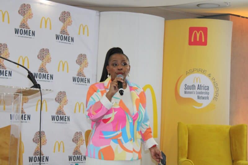 Maureen Mtonintshi welcomes the guests to the event on August 20, 2026, in Sandton. Photo: Duduzile Khumalo