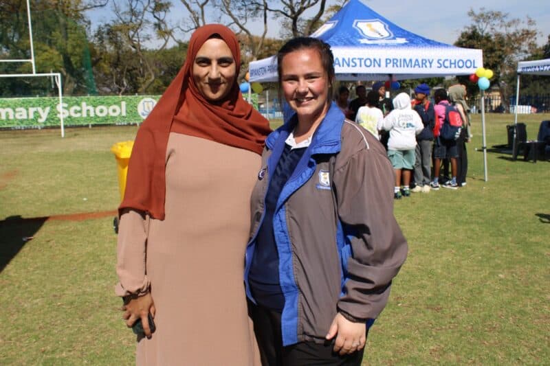 Gauteng Department of Education Johannesburg East District Economic Management Science (EMS) subject adviser Fatima Kotwal and Bryanston Primary School EMS teacher and Tickey Day organiser Emegeane Ackermann at the school’s annual Tickey Day on August 21, 2026.