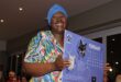 Lizzy Nkuna takes to the red carpet with the February 2027 page of the Sandton SPCA’s 2027 calendar featuring Leo and Tau during the launch at Bryanston Country Club on August 27, 2026.