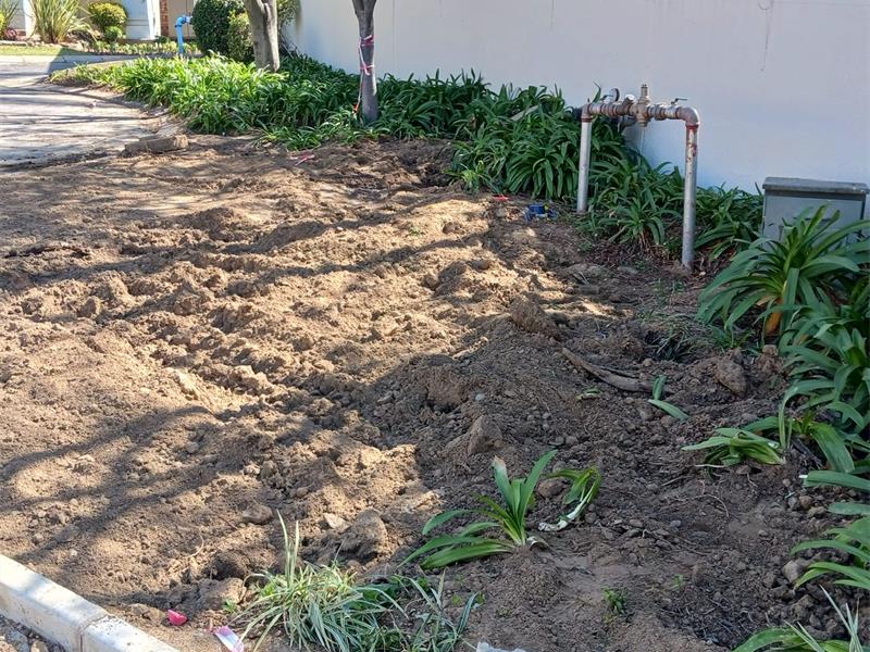 The water-filled excavation outside La Piazza Complex after Johannesburg Water completed the repair work. Photo: Supplied