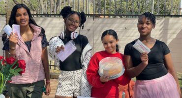 Aryana Naido, Lathithaa Siwendu, Chezney Thring and Asnath Sangwa showcase their selection of treats and products while putting their sales, marketing and teamwork skills into practice during the Curro Rivonia Grade 7 E