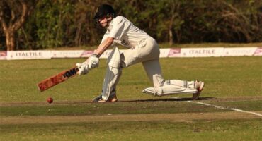 Hayden Campbell hits the ball with a bat during the St David's Marist Inanda Fasken Time Cricket Festival 2026. Photo: Supplied