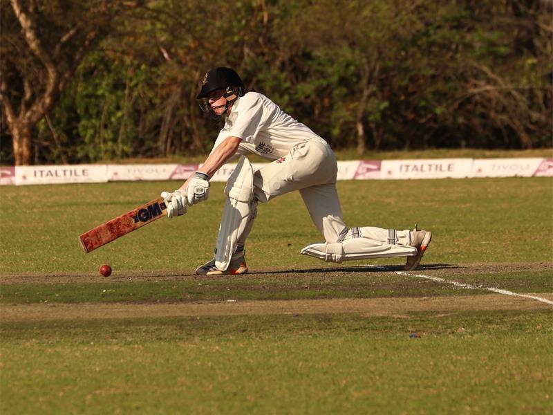 Hayden Campbell hits the ball with a bat during the St David's Marist Inanda Fasken Time Cricket Festival 2026. Photo: Supplied