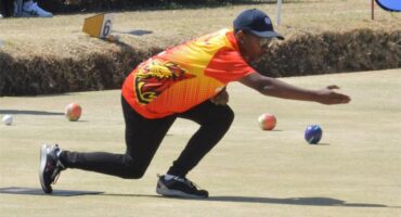 Lethabo Mathibela aims for the jack at the Perfect Delivery Johannesburg Bowls Association Masters 2026 held at Moriningside on August 29 to 30, 2026.
