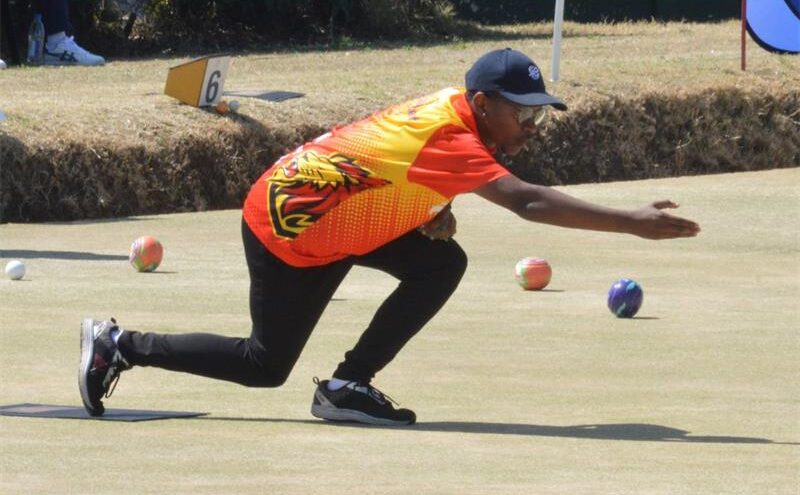 Lethabo Mathibela aims for the jack at the Perfect Delivery Johannesburg Bowls Association Masters 2026 held at Moriningside on August 29 to 30, 2026.