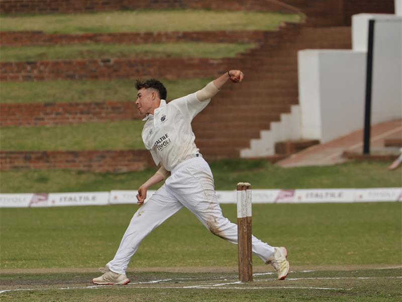 Kyle Stokoe delivers with pace during the St David's Marist Inanda Fasken Time Cricket Festival 2026. Photo: Supplied