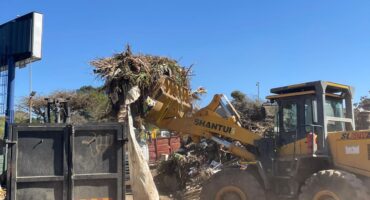 A tractor-loader-backhoe moves a large load of garden refuse at the Pikitup Ballyclare garden refuse site in Bryanston as mounting waste places pressure on the facility on August 25, 2026. Photo: Xoliswa Zakwe