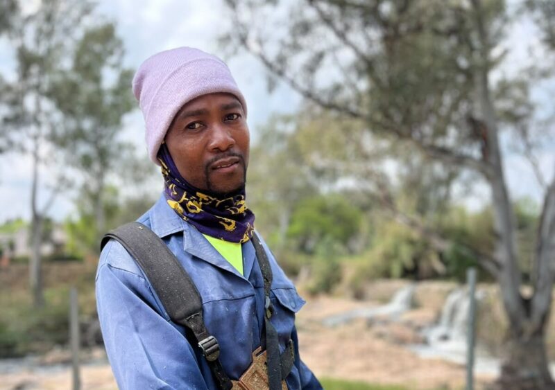 Mosco Ndlovu keeps the community space clean and cared for on September 8, 2026. Photo: Ditiro Masuku