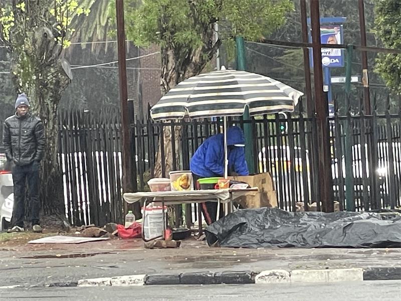 trader operates at Oxford Road in Illovo, less than a month after the City of Johannesburg conducted a high-intensity service delivery operation in the area on September 30, 2026.