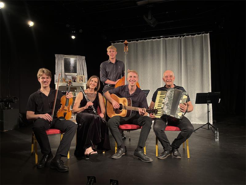 Musicians Philip Loots, Lizet Smith, Reuben van Nieuwenhuizen, Henry Smith and Neil Ehlers reunited for Piaf to Piazzolla at Theatre on the Square on October 9, 2026. Photo: Duduzile Khumalo
