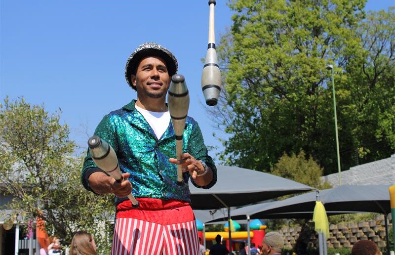 Marcos Oliveira adds to the lively atmosphere as children enjoy a day filled with entertainment, games and birthday festivities at Curro Bryanston preschool on September 11, 2026.