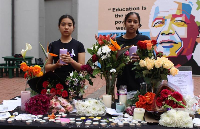 Crawford Sandton learners Kimiya Ghaheri and Sienna Peter remember the lives lost to GBV on September 18, 2026. Photo: Xoliswa Zakwe