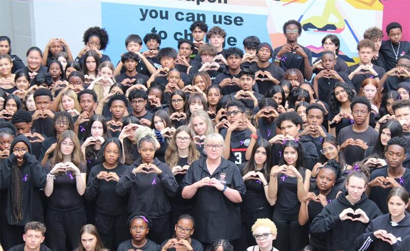 Learners and staff at Crawford International Sandton College gather in black as they stand in solidarity against gender-based violence and honour women who have lost their lives on September 18, 2026.