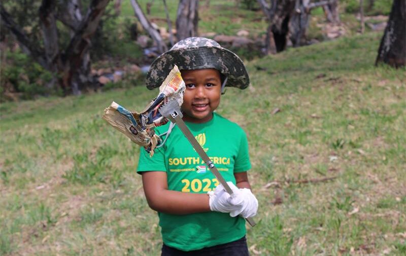 One of the youngest volunteers Margaret Mphaphuli on the World Cleanup Day on September 20, 2026.