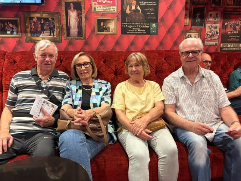 Lloyd Leppan, Irma Rodd, Ruth Trauntschnig, and John Johnston wait for the performances on October 9, 2026. Photo: Duduzile Khumalo