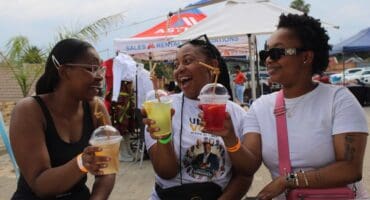 Enclair Klofo, Kamohelo Skhosana and Pontsho Tema enjoy a relaxed atmosphere at Ward 81 Market Day in Bramley on October 10, 2026.