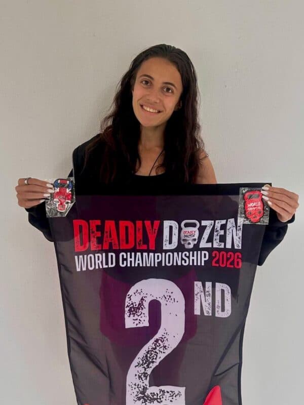 Morningside’s Christen Karam celebrates Deadly Dozen World Championships 2026 second place finish in Morningside on October 15, 2026.