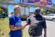 Ward 102 councillor Bea Campbell-Cloete and Kena Outdoor head of development and infrastructure Daniel Lori join forces to support the clean-up and ongoing maintenance of the Winnie Mandela Drive and Grosvenor Road pedestrian walkway in Bryanston on October 23, 2026.
