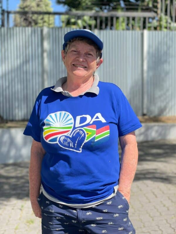 Ward 91 DA councillor candidate Heather Trumble calls for accountability from City Power as Bramley Park residents are without power for almost two weeks on October 27, 2026. Photo: Xoliswa Zakwe