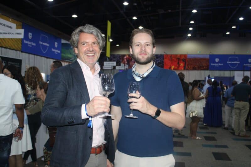 Ryan Harrop and Eugene du Plessis enjoy their tasty test wine on October 29, 2026. Photo: Duduzile Khumalo